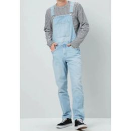 Men Casual Pocket Button Stitching Spaghetti Strap Jeans Autumn Vintage Jeans Jumpsuits Men Washed Straight-Leg Denim Jumpsuits 240403