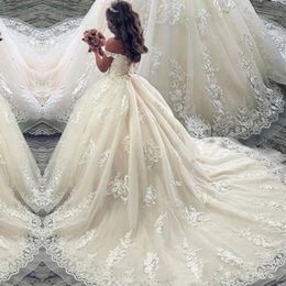 Sexy Women Wedding Dress White Lace off shoulder sexy Long Mesh Lace A line Pleated sweep train Dresses Vintage Style Cheap new Modest Women Bridal Ball Gowns wed gown