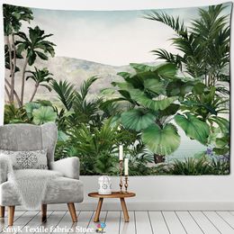 Vintage Banana Tree Tapestry Wall Haning Psychedelic Hippie Oil Painting Tapiz Tropical Plants Background Cloth Boho Decor