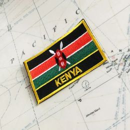 KENYA National Flag Embroidery Patches Badge Shield And Square Shape Pin One Set On The Cloth Armband Backpack Decoration