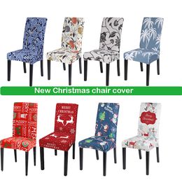 Printed Elastic Stretch Christmas Chair Cover Spandex Dinning Room Kitchen Chair Slipcovers Protector For Wedding Banquet Party