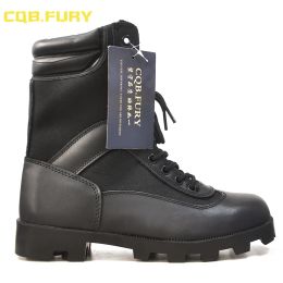 CQB.FURY Black mens Tactical Boots Leather summer waterproof military boots combat breathable ankle army boot with zipper38-46