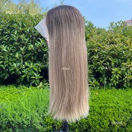 Transparent Lace Top Jewish Wigs Kosher Sheitals Same Length Virgin European Human Hair Lace Front Wig with Baby Hair Mini Knots