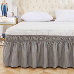 Wrap Around Bed Skirt Queen King Size White Bed Skirts Light Grey Dust Bed Skirt Solid Hotel Quality Ruffles for Decoration