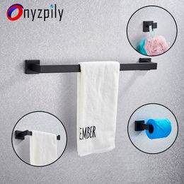 Onyzpily Towel Bar Shelf Toilet Paper Holder Bathroom Hardware Set Bathroom Accessory Matt Black Chrome Brushed Bathroom Home