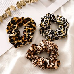 Hot Sale Leopard Velvet Scrunchies Hair Accessories For Women Girl Elastic Hair Ring Hair tie Ponytail Holder Rubber Hair Band
