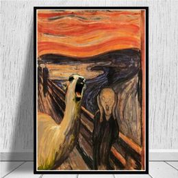 Fat Cat Menace Diamond Painting Impressionist Ghost Scream Diamond Mosaic Wall Art Picture for Living Room Wall Decor Cuadros