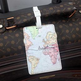 New Design "Travel The World" Luggage Tag PU Suitcase ID Addres Holder Baggage Boarding Tag Portable Label Wedding Gift