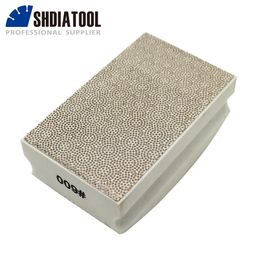 SHDIATOOL 1pc 90X55mm Diamond Hand Polishing Pads Foam Backer Stone Block Concrete Marble Ceramic Hand Tools Grinding Plate