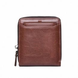 new Men Leather Wallet Busin Credit Card Holder RFID Blocking Pocket Coin Purse Zipper Wallet Male High Quality u7uj#