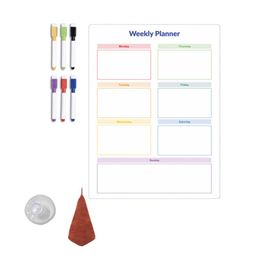 9Pcs/Set Weekly Planner Magnetic Fridge With Dry-Erase Message Board With Writing Pen Erasable Monthly Planner Fridge Magnet