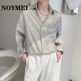 Men's Dress Shirts NOYMEI Niche Design 2024 Summer Turn-down Collar Tuxedo All-match Ultrathin Bright Loose Long Sleeve Shirt WA4199