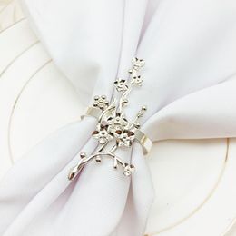 10pcs/lot New plum blossom napkin ring metal napkin buckle restaurant napkin ring ring stand wedding party table decoration