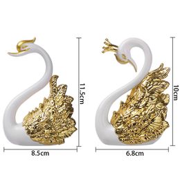 Gold Silver Feather Swan Crown Cake Topper Happy Birthday Cake Decor Anniversary Sweet Wedding Kid Girl Baking Home Supplies