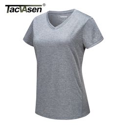 TACVASEN Summer V-Neck Women's T-shirts Short Sleeve Female Tee Quick Dry Basic Casual T-Shirt Workout Ladies Running Gym Shirts