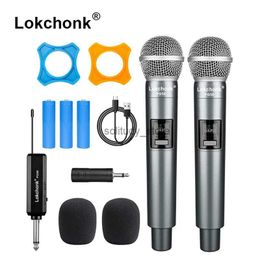 Microphones PG58 wireless microphone 2-channel UHF fixed frequency handheld used for party karaoke professional church performance meetingsQ1