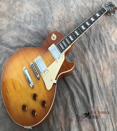 China electric guitar OEM shop L P Standard Electric Guitar Light brown gradientThe flame maple wood grain5952725