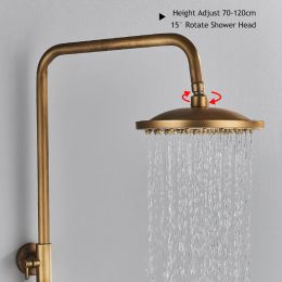 Antique Brass Style Shower Faucet Set Single Handle with Handheld Shower Mixer Taps Wall Mount Bathroom Bath Faucet With Shelves