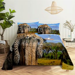 Leopard 0.9/1.2/1.5/1.8/2.0m Digital Printing Polyester Bed Flat Sheet With Pillowcase Print Bedding Set