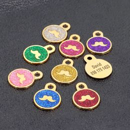 Personalized Dog Cat ID Tag Anti-lost Pet Name Tags Plates Freen Engraving Dogs Cats Nameplate Pendant Paw Round Shape