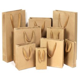 2016 10 sizes stock and customized paper gift bag brown kraft paper bag with handles whole ELB1516956927