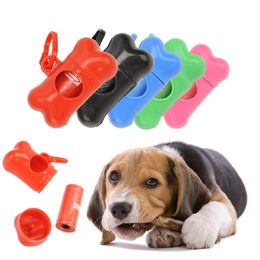 Pet Dog Poop Bag Dispenser Bone Shape Waste Garbage Carrier Holder Dispensers Dog Waste Poop Bags Set Pets Trash Cleaning Tools