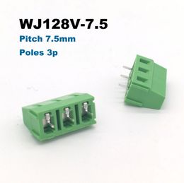 50pcs Pitch 5.0/7.5mm Screw PCB Terminal Block Connectors morsettiera Straight Pin 2/3P WJ128V electrical cable Bornier 300V 10A