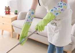 1Pair Gloves Cleaning Wipes Household Kitchen Waterproof Durable Latex Dish Washing Gloves washer Rubber OK 0848