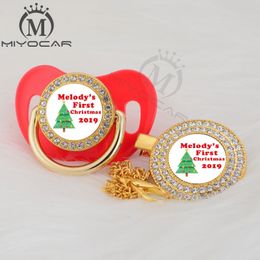 MIYOCAR custom any test christmas gold bling pacifier and pacifier clip black BPA free dummy bling unique design P-AMS