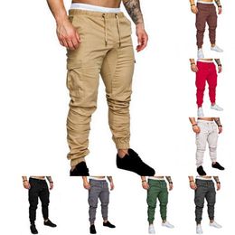 E-BAIHUI New 2021 Casual Joggers Pants Solid Color Men Cotton Elastic Long Trousers Pantalon Homme Military Cargo Pants Leggings194o