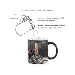 Creative Magic Mug BSKT-110,Motorcycle girl Coffee Mug Heat-sensitive Reactive Ceramic Cups,Tea cup office Drinkware