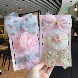 3Pcs set Lovely Baby Headband Bow Lace flower Baby Girl Headbands Infant Haarband Turban Cartoon Bear Girl Hair Accessories251J