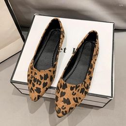 Casual Shoes Women's Fashion Pointed Toe Solid Colour Comfortable Leopard Print Flat Ballet