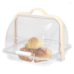 Storage Bottles Bread Container Clamshell Design Transparent Box Snack With Handle For Kitchens Home Camping Party