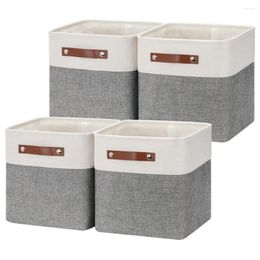 Jewelry Pouches Fabric Square Storage Baskets Bins 11 InchX11inch Set Of 4 Foldable Bin Basket For Shelves