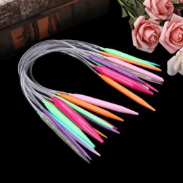 12x Plastic Circular Knitting Needle Crochet Set Craft Multicolor Tube 40cm 80cm