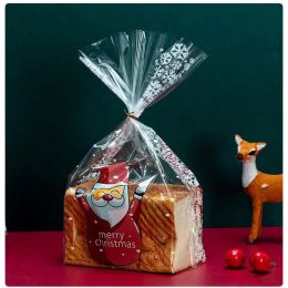 LBSISI Life 50pcs/Lot Christmas Transparent Bread Plastic Bags Handmade Biscuit Candy Cookies Party Gift Wedding Packaging
