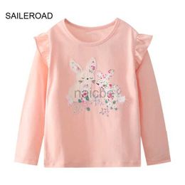 T-shirts SAILEROAD 2-7 Year Autumn Tops Fall Long Sleeve T Shirts Kids Baby Girls T Shirt Cotton Toddler Childrens Clothing Kids Clothes 240410