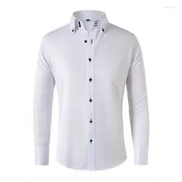 Men's Dress Shirts European And American Size Formal Long Sleeve Korean Trends Fashion Button-down Collared Shirt Business Slim Fit