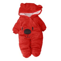 Baby Winter Romper Warm Plush Jumpsuit Baby Girl Boys Bear Velvet Costume Hooded Jumpsuit Newborn Baby Bear Pajamas Overalls