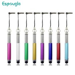 500pcs Random Color Universal Mini Capacitive Pen Retractable Stylus Touch Pen For iPad iPhone PC Mobile Phone