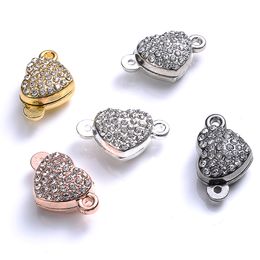 iYOE 5pairs/Lot Metal Crystal Round Magnet Clasps Charms Heart Charms For DIY Jewellery Magnetic Connector Bracelet Necklace