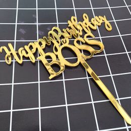 New Acrylic Happy Birthday Boss Cake Topper My Dear Boss Birthday Cake Topper for Adult Birthday Party Cake Decorations Baking