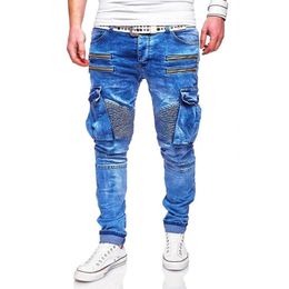 Mens Jeans New Style Casual Zipper and Multi Pocket Denim Trousers Men292A