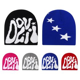 Fashion Letter Beanies for Women Men Y2K Hats Fashion Bonnet Hip Hop Gorras Wool Skullies Hoods Lady Knitted Hats Winter Autumn 240410