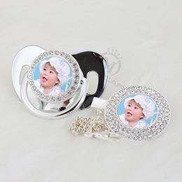 MIYOCAR custom pacifiers dummy any name photo silver bling pacifier and pacifier clip BPA free dummy bling amazing design P-1-P