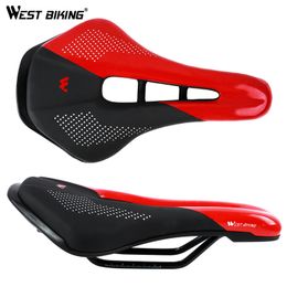 WEST BIKING Road Bike Skidproof Saddle Breathable PU Leather Mountain Cycling Saddle Seat Bicycle Front Seat Mat Cushion