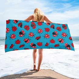 Ladybug Red Black Blue Microfiber Bath Towels for Adults Soft Travel Beach Towel Portable Shower Towel for Yoga