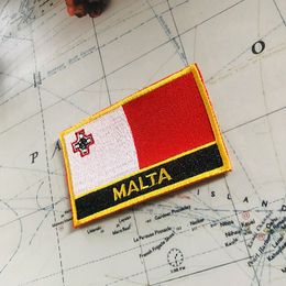 MALTA National Flag Embroidery Patches Badge Shield And Square Shape Pin One Set On The Cloth Armband Backpack Decoration