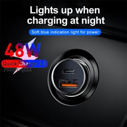 PD Car Charger 5A Dual USB LED QC Fast Charger Type C to Type C Cable Phone Adapter For Huawei Xiaomi Samsung OPPO Phone Cable